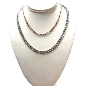 5/$25 Cooper Rhodium Layered Chain Necklace